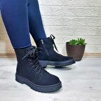 Polact 23001 Zümrüt Siyah Fermuarlı Bağacaklı Kaymaz Kadın Bot