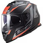 LS2 STORM RACER MAT TITANIUM-TURUNCU KAPALI KASK