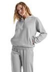 Kadın Gri Melanj Kapüşonlu Eşofman Üstü C6T0N3O22