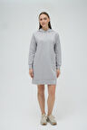 Kadın Uzun Kol Kapüşonlu Gri Elbise C5T5N6O02