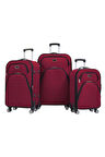 Gedox 3'lü Valiz Seti 4 Teker Kumaş Valiz Bordo 1081