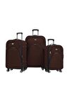 Gedox 3'lü Valiz Seti 4 Teker Kumaş Valiz Kahve 1081