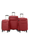 Louisiana Polo 3'lü Valiz Seti Lüx Kumaş Valiz Bordo 2082