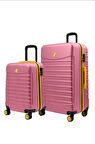 2'li Valiz Seti Büyük Boy - Kabin Boy Pembe 1168