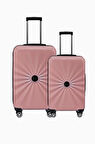 2'li Valiz Seti Polikarbon Büyük Boy – Orta Boy Valiz Rose 1809