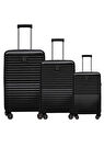 3'lü Valiz Seti Polikarbon Valiz 4x2 Teker Siyah 1811