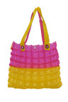 Kadın Plaj Çantası Sarı Pembe Şişme Omuz Çanta Plj06