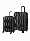2'li Valiz Seti Orta Boy - Kabin Boy Siyah-Siyah 1167-S