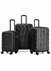 3'lü Valiz Seti Büyük Boy - Orta Boy - Kabin Boy Siyah-Siyah 1167-S