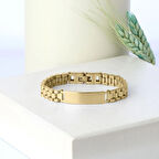 %100 Deri̇ Tek Sıra Çelik Gold Zi̇nci̇r Bi̇lekli̇k Gold Mıknatıs Kapama 