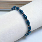 %100 Doğal Hematit Taşı Tüp Kesim Bileklik Güümüş