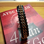 %100 Deri̇ Çoklu Saç Örme Çift Renk Siyah - Sarı Bi̇lekli̇k Mıknatıs Kapama 