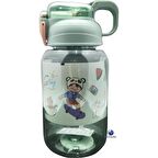 Vagonlife Kalın Pipetli Kilitli Kapak 600 ml Okul Su MatarasI YEŞİL