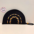 Uretti - Nuran 9092 - El Emeği İle Yapılmış Kordon İp Clutch  Çanta 16cm - Lacivert