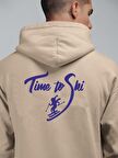 Oversize Unisex Ski Time Sırta Baskılı Hoodie
