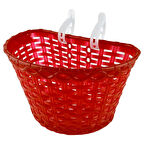 16-20 Jant Uyumlu Hasır Desenli Plastik Çocuk Bisikleti Ön Sepet Kırmızı