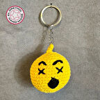 Uretti - Tuğba 9352 4379 El Yapımı Örgü Dizzy Face - Başı Dönen Emoji Anahtarlık