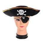 Korsan Şapkası ve Göz Bandı Altın Renk Çocuk Boy (3984)