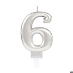 6 Rakam Mum Gümüş Renk (3984)
