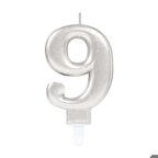 9 Rakam Mum Gümüş Renk (3984)