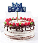 Mavi Renk İyiki Doğdun Yazılı Kürdan Süsü 2 Adet 8x8 cm (3984)