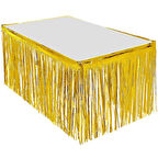 Püsküllü Işıltılı Metalize Altın Renk Masa Eteği 75 cm x 4 m (3984)