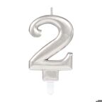 2 Rakam Mum Gümüş Renk (3984)