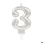 3 Rakam Mum Gümüş Renk (3984)