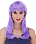 Mor Renk Uzun Düz Parti Peruğu (3984)