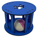 Ahşap Kafes Renkli Toplu Kedi Patisi Desenli Sesli Kedi Oyuncağı (3984)