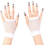 Beyaz Renk Kısa Boy Fileli Örgü Eldiven (3984)