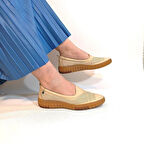 pierre Cardin 54562 Bej Hakiki Deri Kaymaz Rahat Kadın Ayakkabı