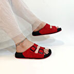 Pierre Cardin 7410 Kırmızı Çift Tokalı Yumuşak Taban Rahat Terlik