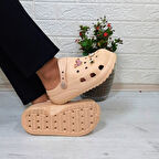 Sonimix 12901 Bej Taşlı Kalın Tabanlı Kadın  Terlik