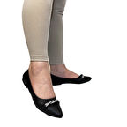 Fiyra 4006 Siyah Örgü Taşlı Şık Düğünlük Günlük Kadın Babet