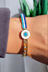 Mavi Şeritli Göz Çelik Kelepçe Bileklik