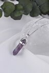 Doğal Çivi Kesim Ametist Taşı Kolye - KL0455