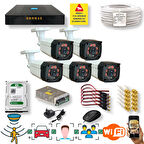 5 Kameralı Set - Araç İnsan Yüz Tanımalı Hareket Algilayan 1080P Gece Görüşlü 5MP Sony Lens Güvenlik Kamerasi Seti 7808