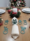 3D Baskı 6`lı Yılbaşı Peçete Halkası Seti Noel Sofra Süsü Dekoratif Peçete Yüzüğü