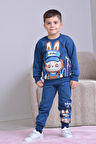 PJK3İ Labubu Desenli 3 İp Şardonlu %100 Pamuk Erkek Çocuk Eşofman Takımı 3-10 Yaş 8262