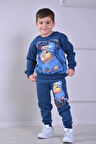 PJK3İ Capy Baba Desenli 3 İp Şardonlu %100 Pamuk Erkek Çocuk Eşofman Takımı 3-10 Yaş 8267