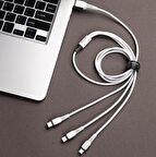qasul Huawei Xiaomi Iphone Uyumlu Çoklu Şarj Aleti Cihazı Kablosu Type-c Micro Lightning 3lü Şarj KABLO çoklukablo