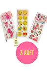 3 ADET STİCKER PARLAK YAPIŞKANLI KIZ ERKEK ÇOCUK TELEFON DEFTER DOLAP AYNA HEDİYE STİCKER