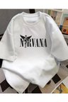 Nirvana Baskılı Yıkamalı Vintage Unisex Oversize T-Shirt