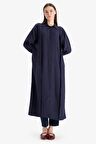 DeFacto Relax Fit Gömlek Yaka Cepli Basic Düz Uzun Kollu Maxi Tesettür Elbise E4360AX25SPNV243