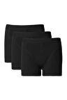Erkek Siyah 3'lü Pamuklu Esnek Boxer Paketi