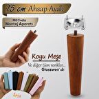 Ahşap Ayak 15 Cm 2'li Set Koyu Meşe M8 Civatalı Bağlantı Aparatlı Dolap Mobilya Koltuk Kanepe Destek Ayağı Ayakları