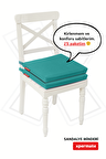 Xpermate Fermuarlı 2'li Sandalye Minderi Su İtici Kumaş 40x40Cm Sünger Sandalye Minderi Bağcıklı Turkuaz