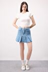 DeFacto Fashion Fit Pileli Jean Mini Etek B9853AX24SMNM39