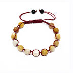 Makrome Örgülü Faset Kesim Akik Doğaltaş Kadın Bileklik